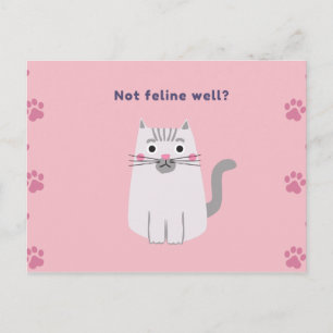 Carte Postale Pink Unwell Cat Icon Salutation