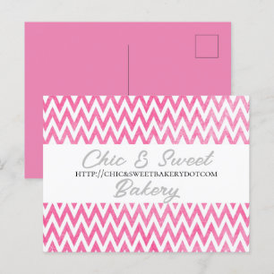 Carte Postale Pink White Chevron Business