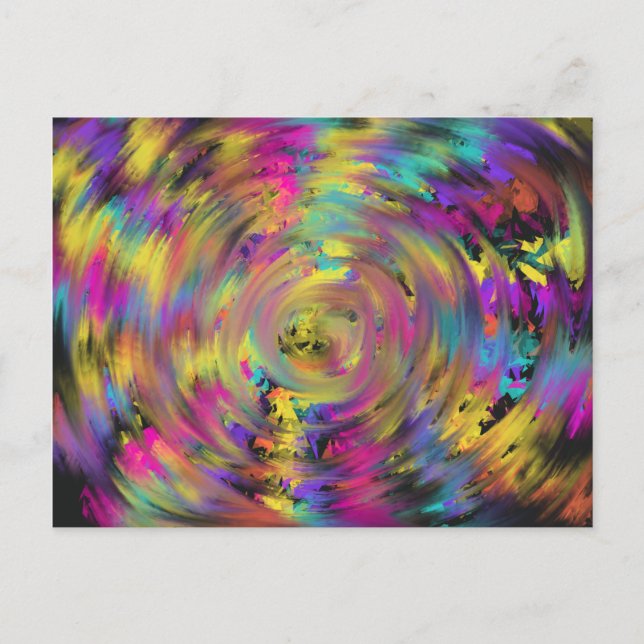 Carte Postale Pink Yellow Rainbow Spiral Funky Cool Art Abstrait (Devant)
