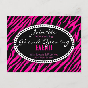 Carte Postale Pink Zebra Imprimer Salon des Cheveux Grand Ouvert