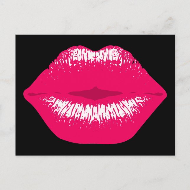 Carte Postale Pinker Kussmund Lippenstiftabdruck Valentinstag (Devant)