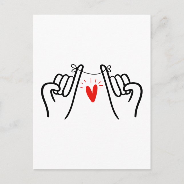 Carte Postale Pinky Promesse empreinte main, Couple art imprimer (Devant)