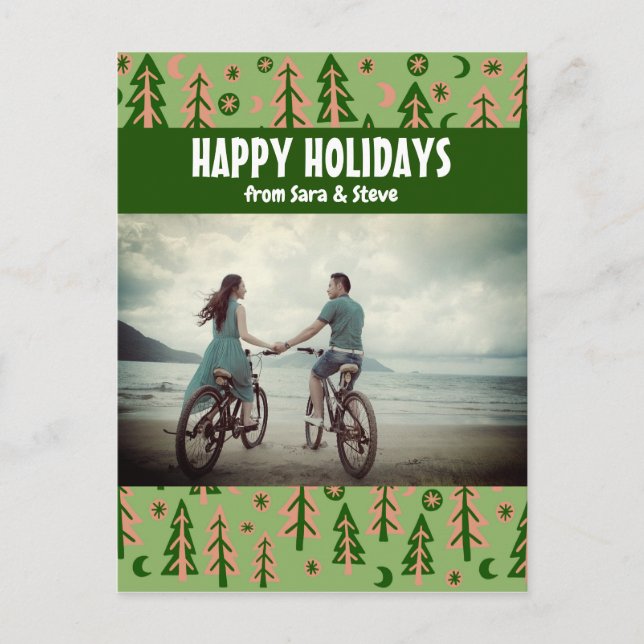 Carte Postale Pins de forêt La Lune Étoiles sur mesure (Devant)