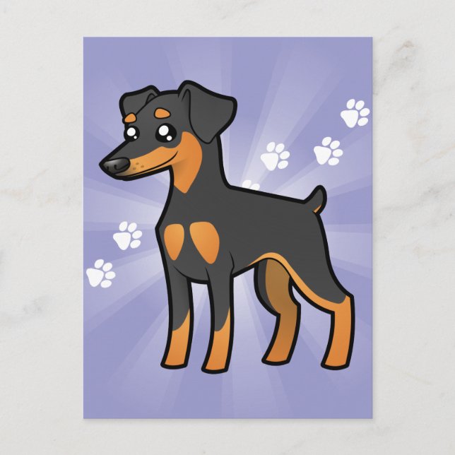 Carte Postale Pinscher miniature de dessin animé / Manchester Te (Devant)