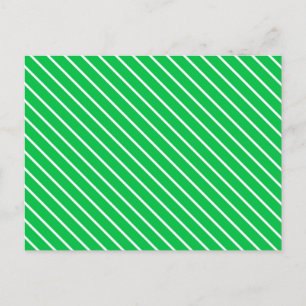 Carte Postale Pinstripes diagonales - vert émeraude et blanc