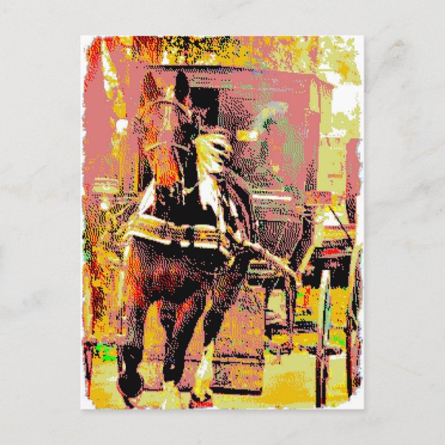 Carte Postale Pinto Amish Horse 8 bits Art (Devant)