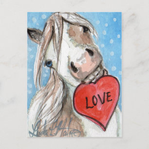 Carte postale Pinto observé par bleu de poney de