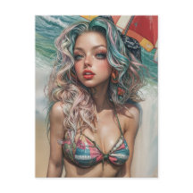 Pinup de plage vintage Design 1