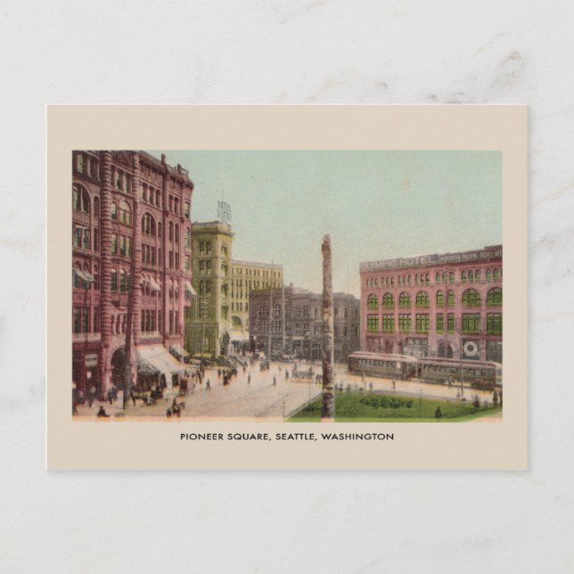 Carte Postale Pioneer Carré, Seattle vintage (Devant)