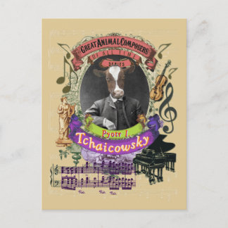 Carte Postale Piotr Tchaicowsky Cow Animal Composer Tchaikovsky