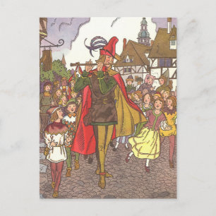 Carte Postale Pipe de marmite vintage à conte de fées de Hamelin