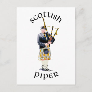 Carte Postale Piper écossais - Tan Kilt