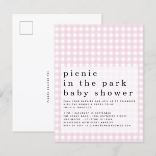Carte Postale Pique-Nique Dans Park Baby shower Rose En vichy In
