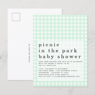 Carte Postale Pique-nique Dans Park Baby shower Vert En vichy In