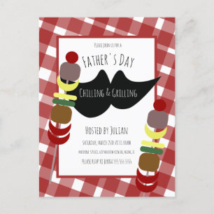 Carte Postale Pique-nique de barbecue pour la fête des pères, dé