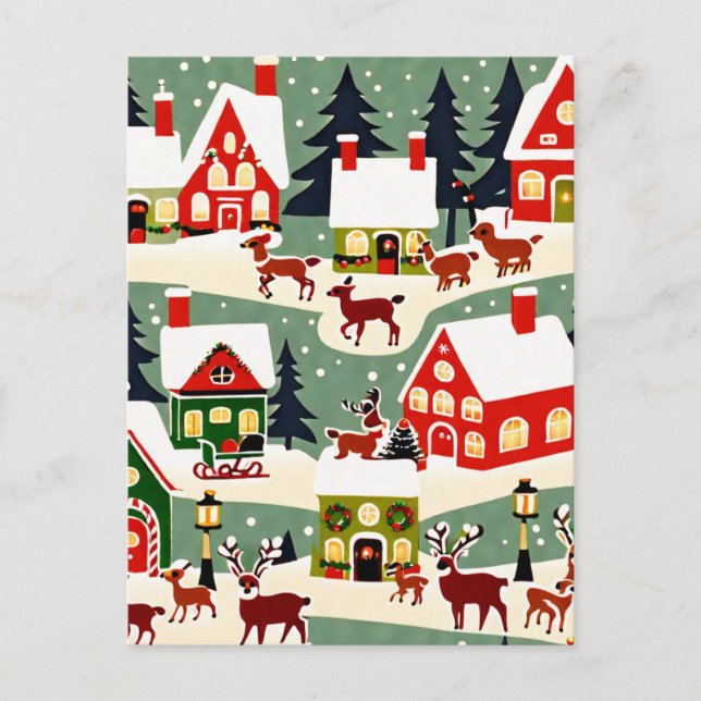 Carte Postale Pique-nique de Noël village de Noël (Devant)