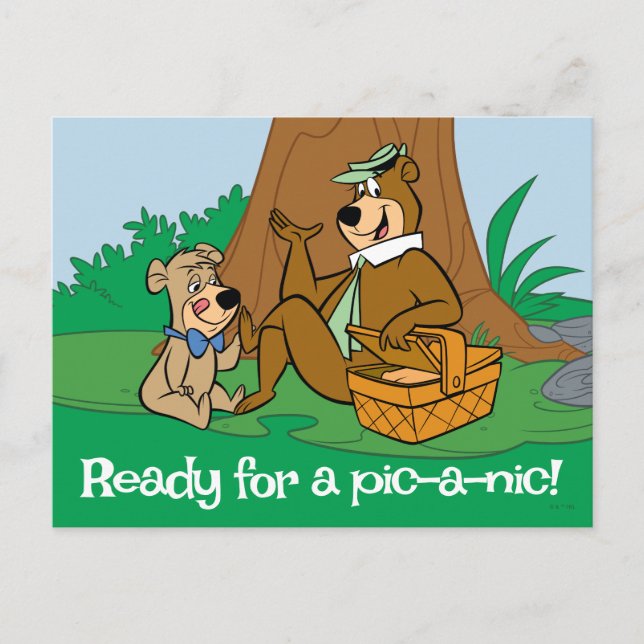 Carte Postale Pique-nique de Yogi l'ours et Boo-Boo (Devant)