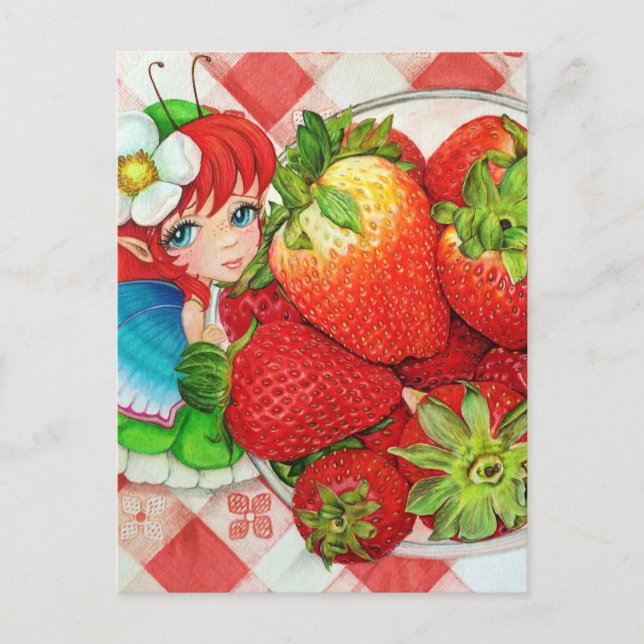 Carte Postale Pique-nique Fairy fraise Imprimer (Devant)