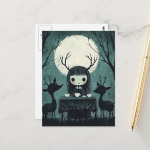 Carte Postale Pique-nique païen mignon sous la pleine lune avec