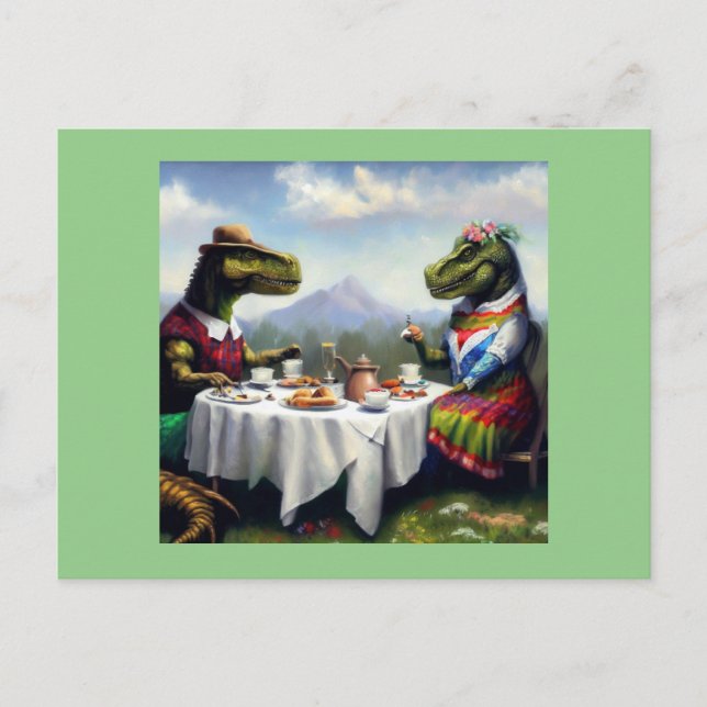 Carte Postale Pique-nique T Rex (Devant)