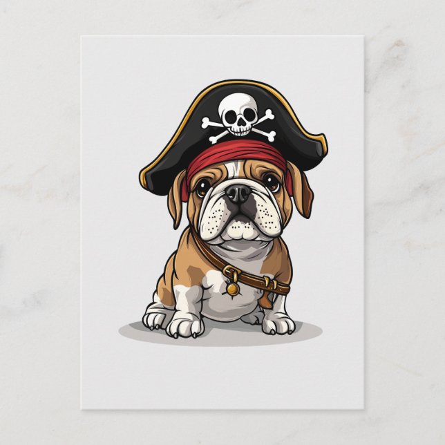 Carte Postale Pirate anglais Bulldog Skull Crossbones (Devant)