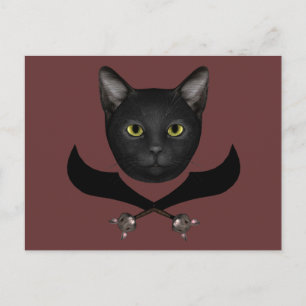 Carte Postale Pirate Drapeau Chat