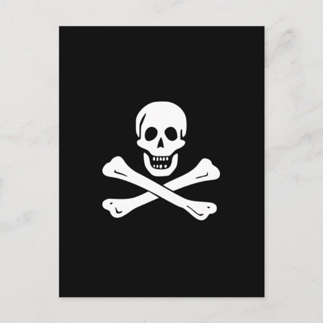 Carte Postale Pirate Drapeau crâne et Jolly roger des os croisés (Devant)