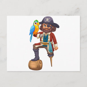 Carte Postale Pirate et perroquet