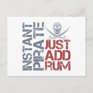 Carte Postale Pirate instantanée Ajouter juste rhum