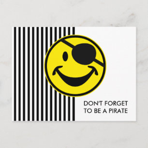 Carte Postale Pirate jaune & rayures + votre dos. & idée