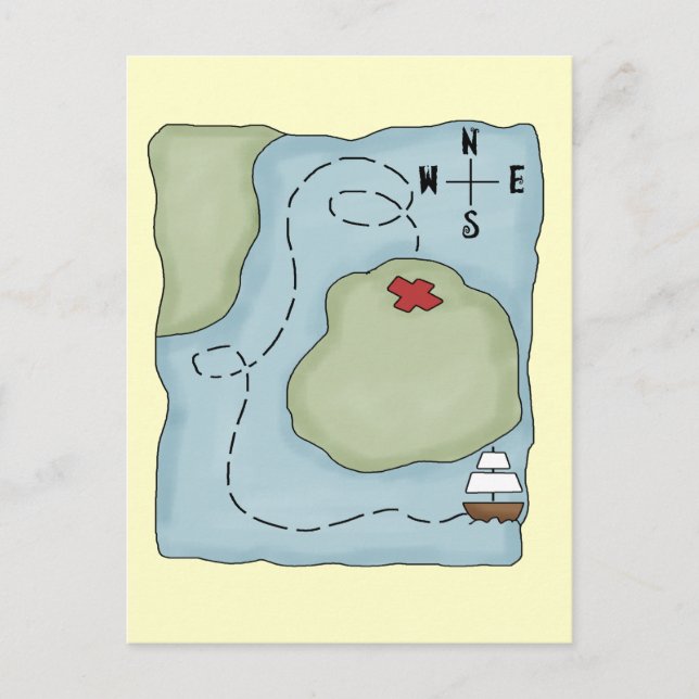 Carte Postale Pirate map (Devant)