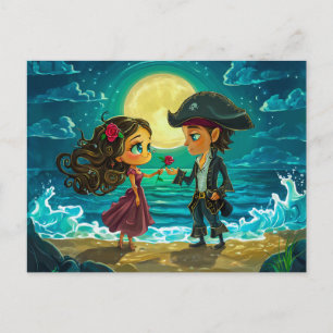 Carte Postale Pirate Marries Sa Mariée sur la plage