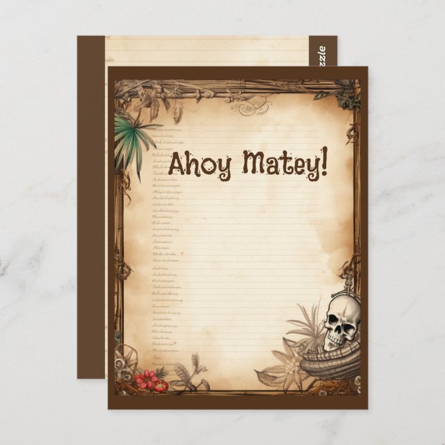 Carte Postale Pirate Skull Parle comme un pirate anniversaire (Devant / Derrière)