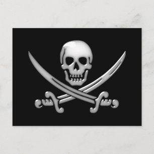Carte Postale Pirate Skull & Shones d'épée (TLAPD)