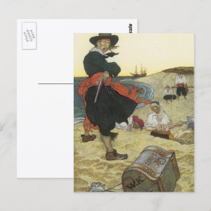 Carte Postale Pirates de légende, William Kidd enterrant un trés
