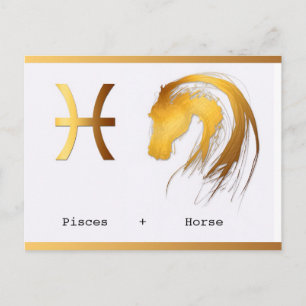 Carte Postale Pisces Horse Chinois Astrologie Occidentale annive