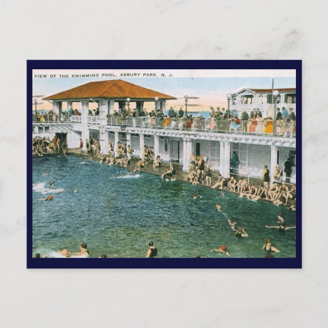 Carte Postale Piscine, Asbury Park, NJ Vintage (Devant)