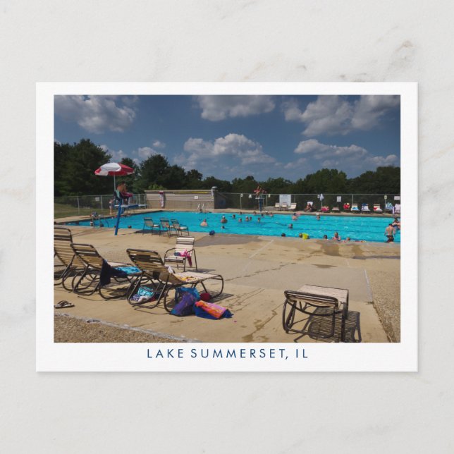 Carte Postale Piscine Summertime Lake Summerset, Illinois (Devant)