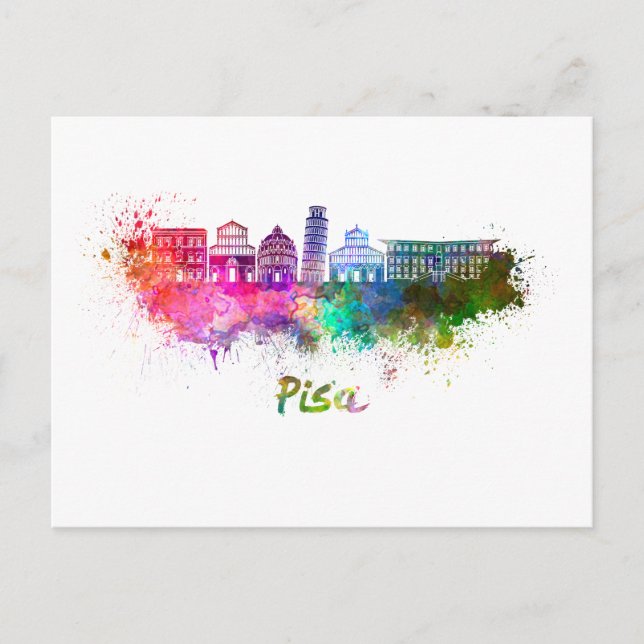 Carte Postale Pise skyline in watercolor (Devant)
