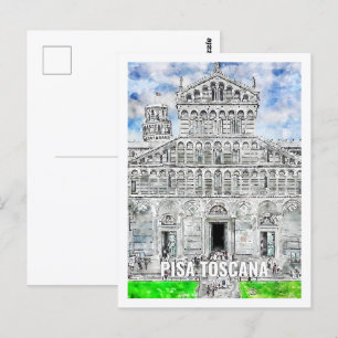 Carte Postale Pise Toscane Italie célèbre Travel Place Aquarelle