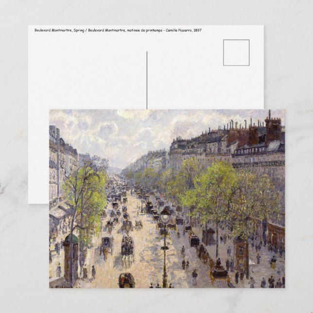 Carte Postale Pissarro - Boulevard Montmartre, Printemps (Devant / Derrière)