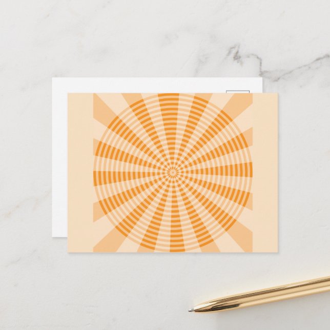 Carte Postale Pissenlit, Spirale Orange, Art Abstrait Bohème (Devant/Arrière en situation)