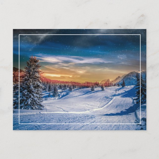 Carte Postale Piste de ski du matin de Noël (Devant)