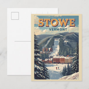 Carte Postale Pistes de ski extérieures hivernales vintage Stowe