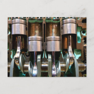 carte postale pistons moteur automobile