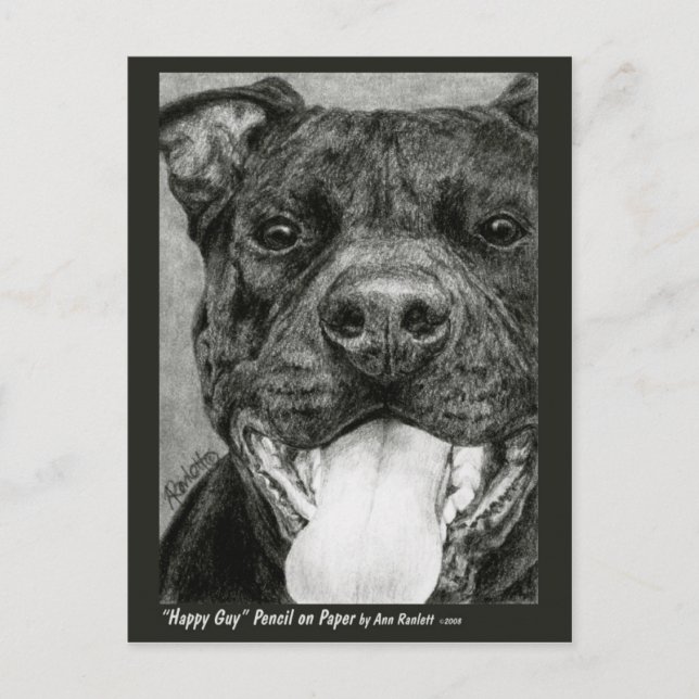 Carte Postale Pit Bull - "Happy Guy" (Devant)
