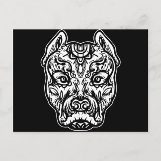 Carte Postale Pitbull Tattoo Art Chien race Crâne Piston Dtg Pit