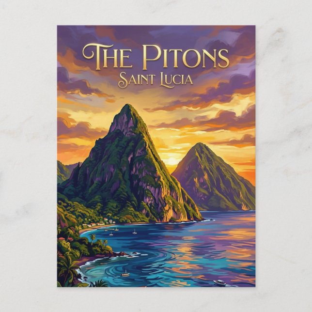 Carte Postale Pitons Sainte-Lucie (Devant)