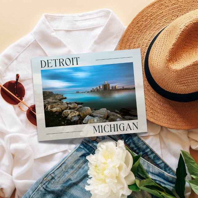 Carte postale pittoresque du front de mer de Detro ( Birthday Depot
Scenic Detroit Waterfront Postcard)