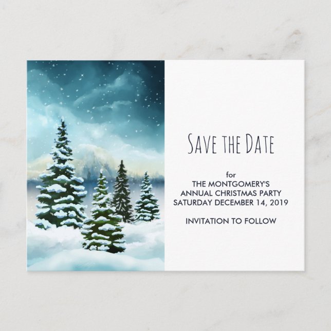 Carte Postale Pittoresque Winter Wonderland Aquarelle Enregistre (Devant)